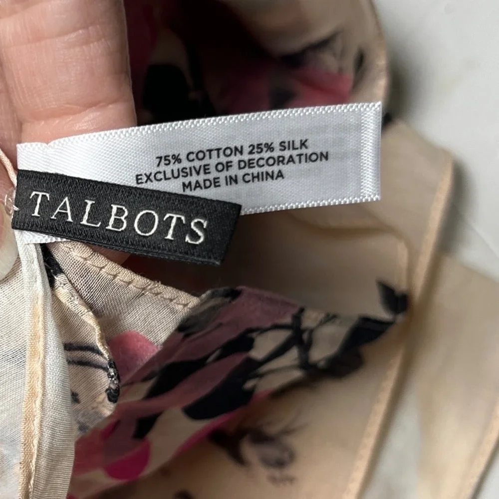 Talbots Floral Flocked Cotton Silk Wrap Scarf One Size